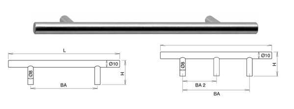 Relinggriff Edelstahl Durchmesser: 10mm, Höhe 35mm, versch. Größen